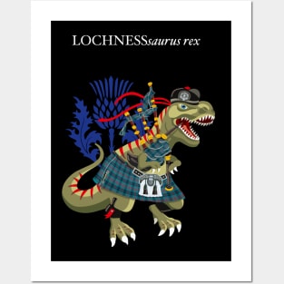 Clanosaurus Rex LOCHNESSsaurus rex Plaid Lochness Loch Ness Monster Scotland Ireland Family Tartan Posters and Art